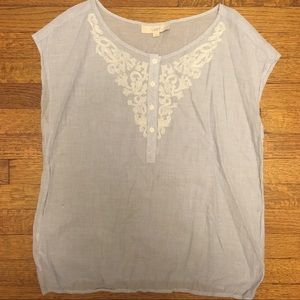 🖤 LOFT pinstripe top w/ delicate embroidery